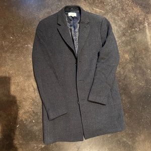 Reiss Navy Wool Overcoat